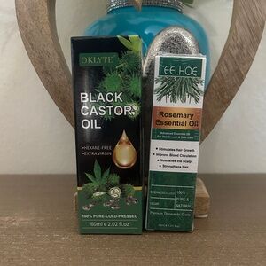Oklyte Black Castor Oil and Eelhoe Rosemary Essential Oil Set